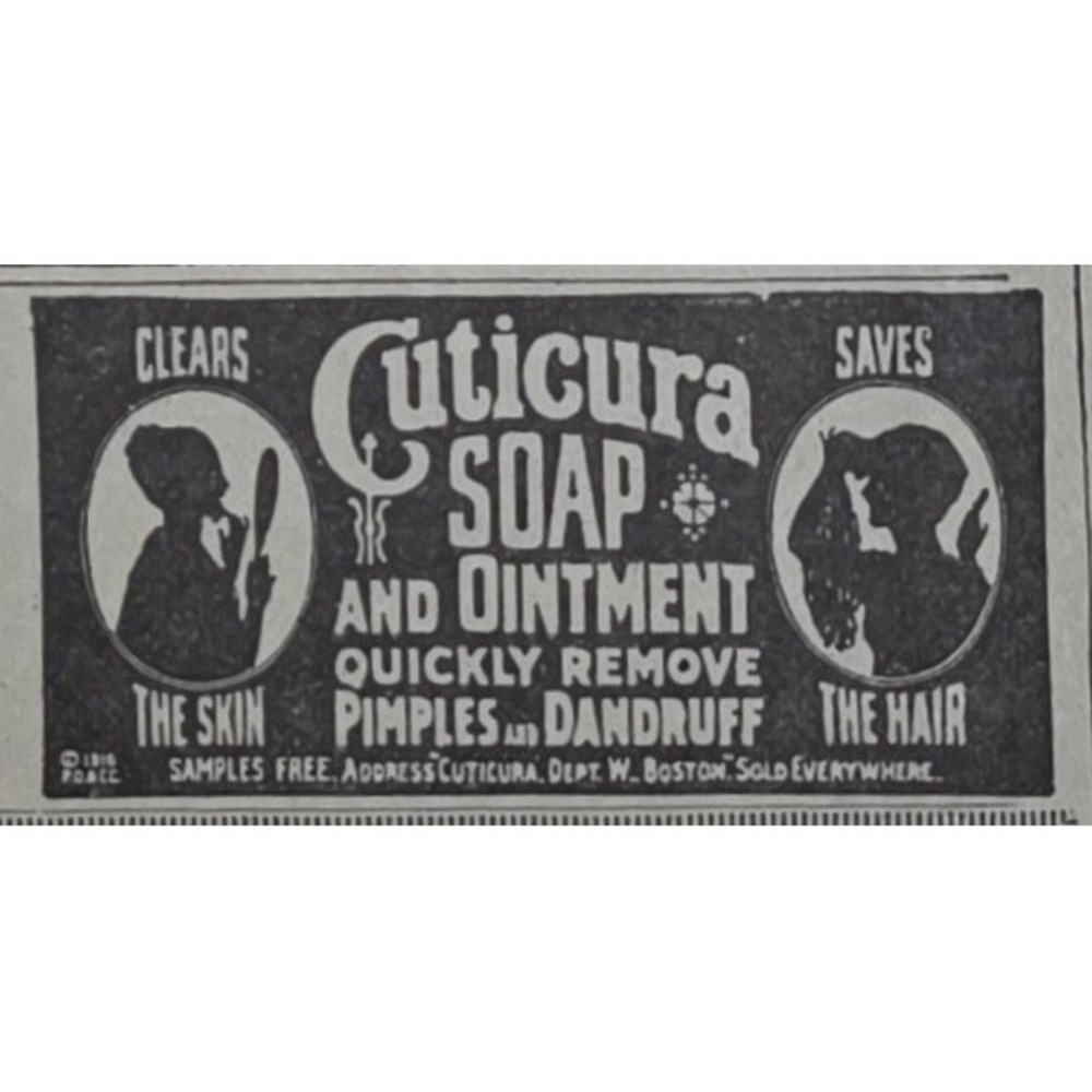 2 x 1916 + 1917 Cuticura Soap and Ointment Advertisement Hair Skin Beauty